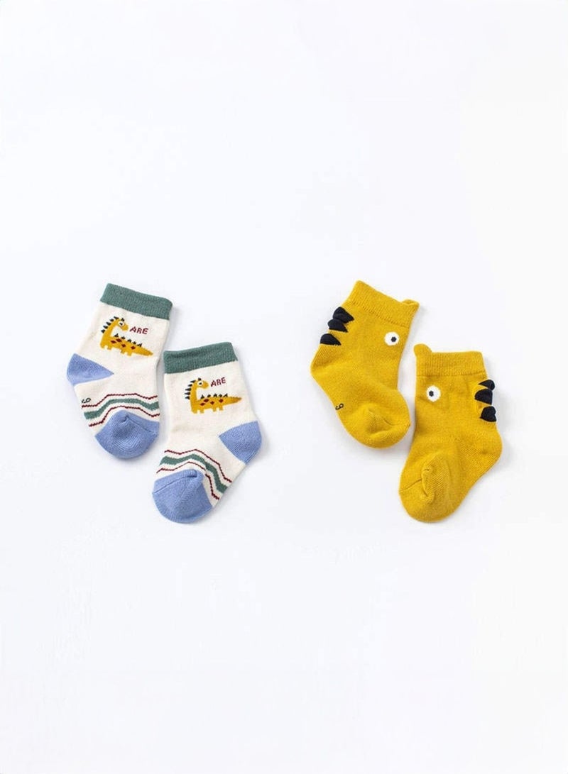 Dave & Bella Yellow Dinosaur Socks Set - Image 1
